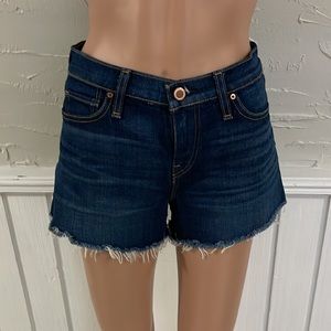 Hudson dark denim wash frayed shorts